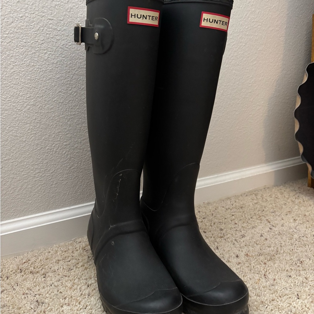 Hunter Tall Rain Boots Black 7